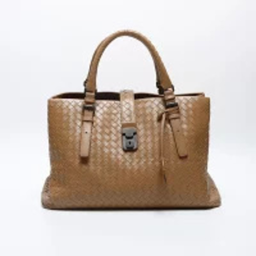 Bottega Veneta Intrecciato Roma Handbag Brown